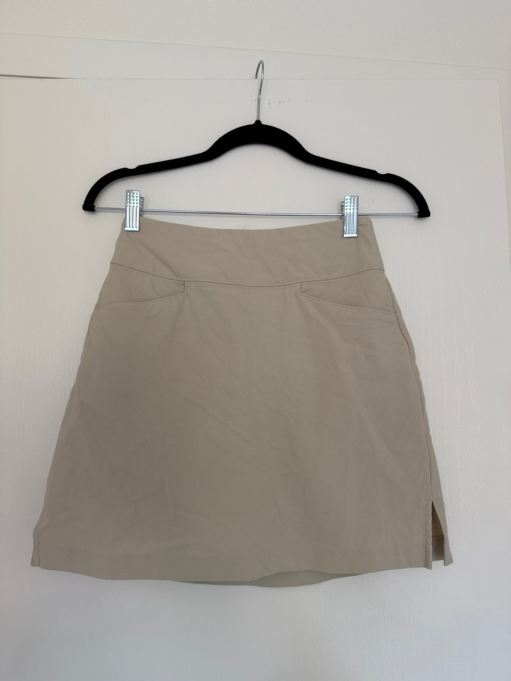 Lady Hagen Beige Mini Skirt with Side Slit - XS